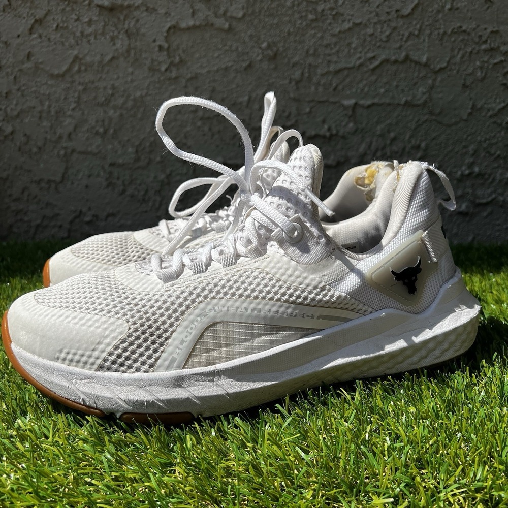 Under Armour Shoes Men Size 10.5 Project Rock BSR 3 White/Halo Grey Low Top